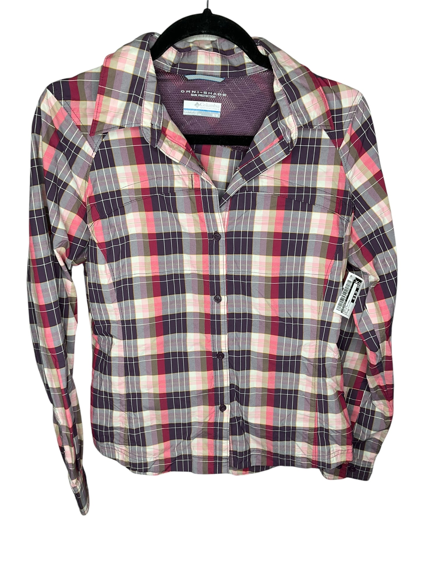 Top Long Sleeve By Columbia In Plaid Pattern, Size: M