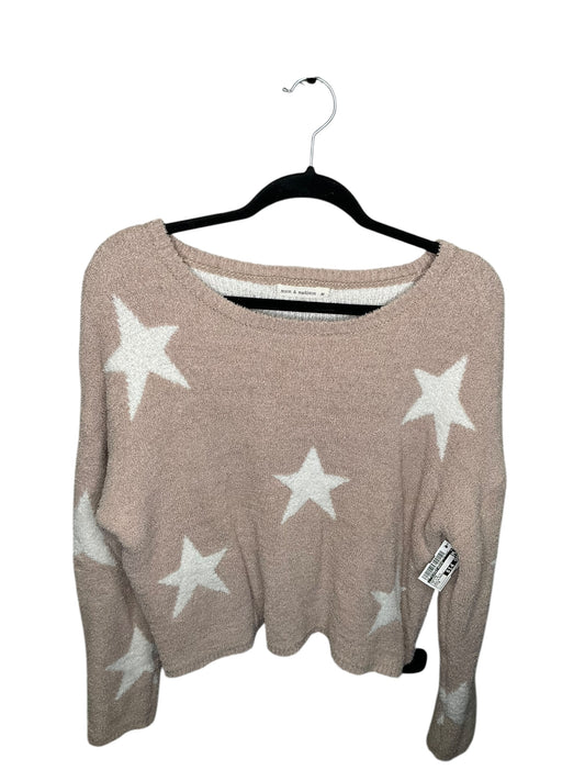Sweater By Clothes Mentor In Tan & White, Size: M
