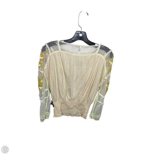 Blouse 3/4 Sleeve By Free People In Beige, Size: Xs