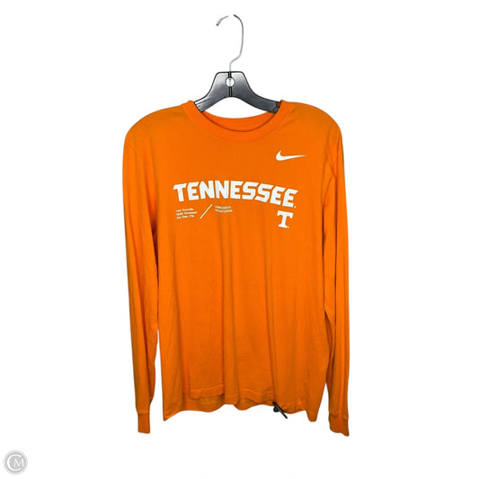 Athletic Top Long Sleeve Crewneck By Nike In Orange, Size: M
