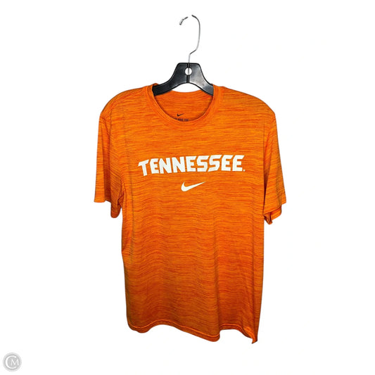 Athletic Top Short Sleeve By Nike In Orange, Size: M