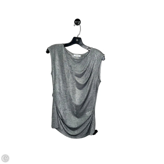 Top Sleeveless By Calvin Klein In Silver, Size: Sp
