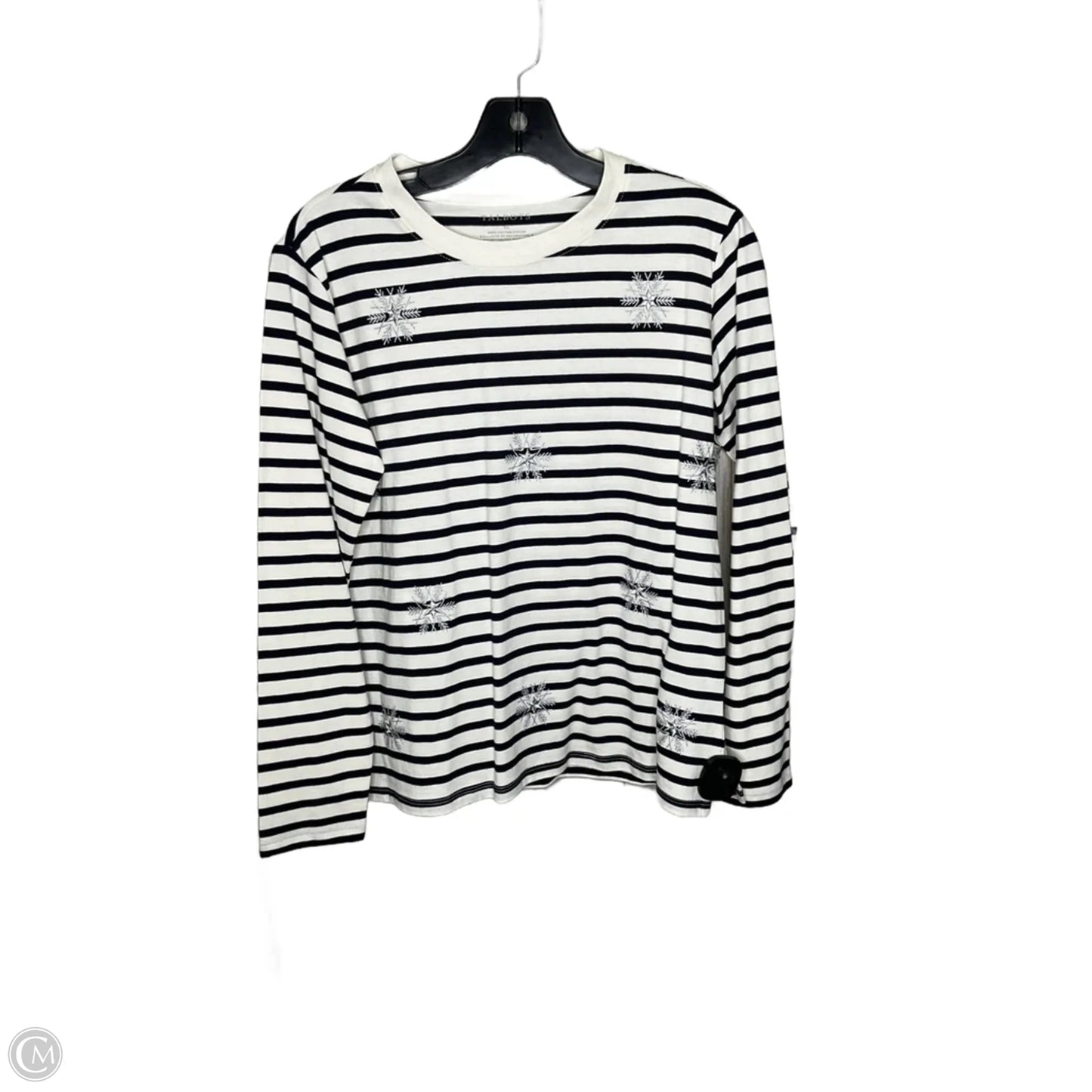 Top Long Sleeve By Talbots In Blue & White, Size: Xs
