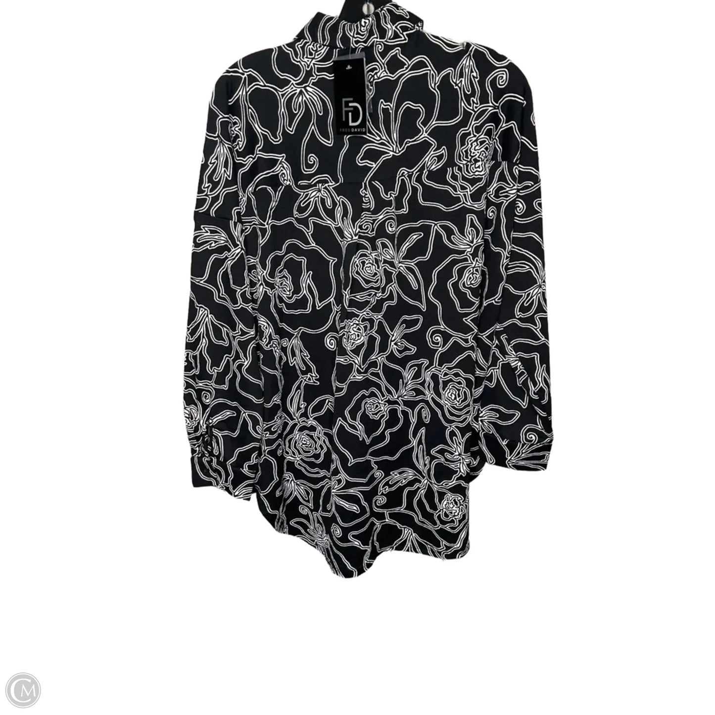 Top Long Sleeve By Fred David In Black & White, Size: S