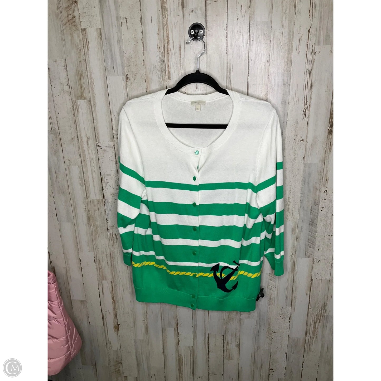 Sweater Cardigan By Talbots In Green, Size: Xl