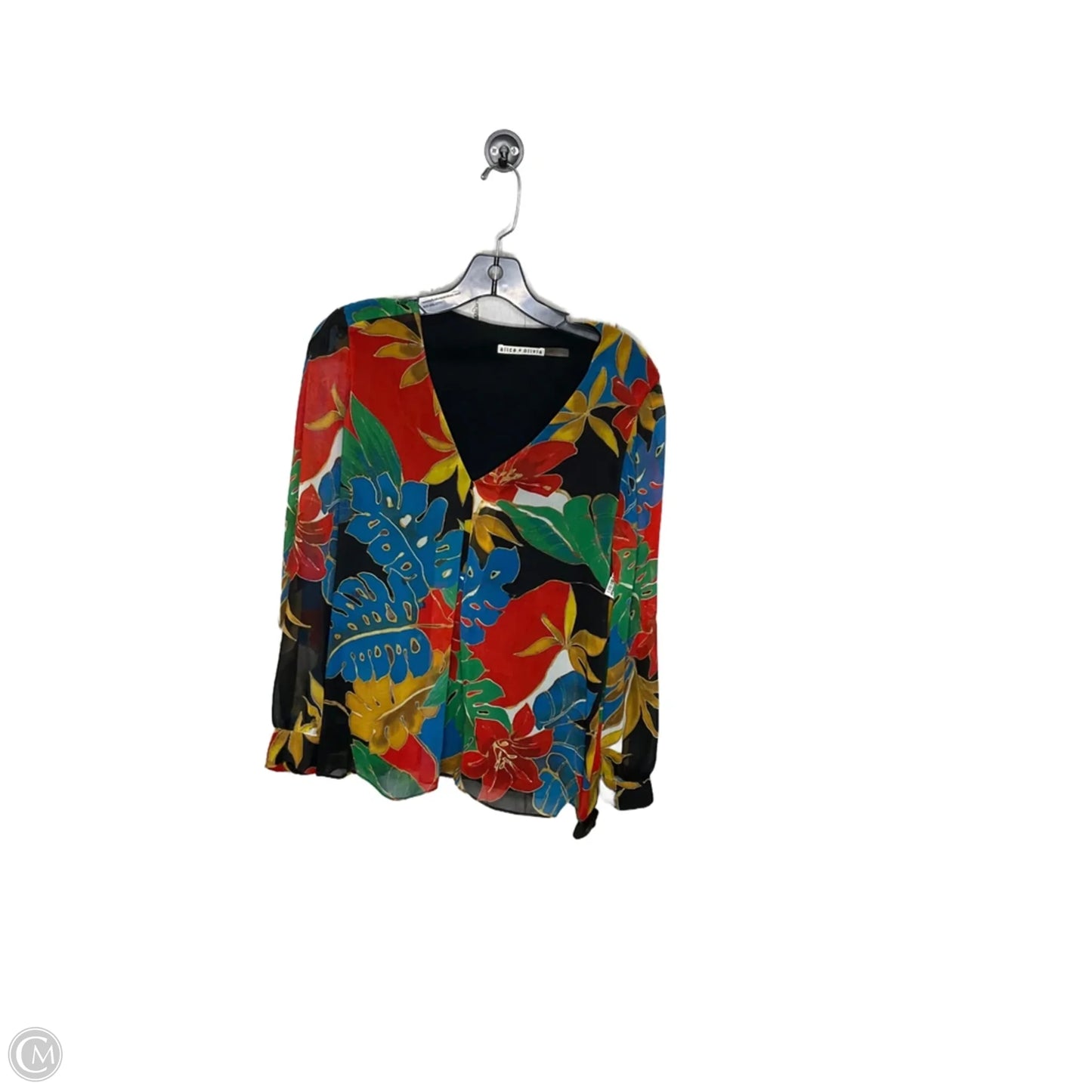 Top Long Sleeve Designer By Alice + Olivia In Blue & Red, Size: S