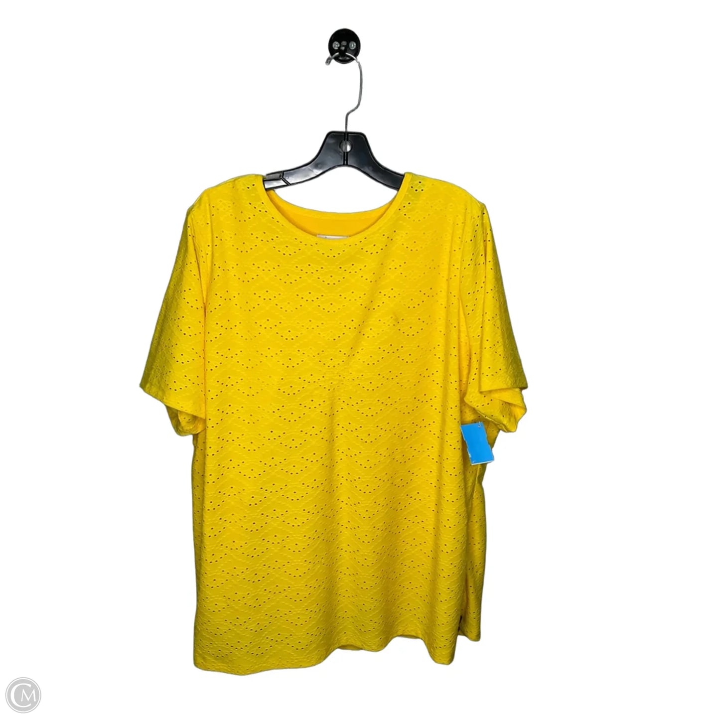 Top Short Sleeve By D&co. In Yellow, Size: 1x