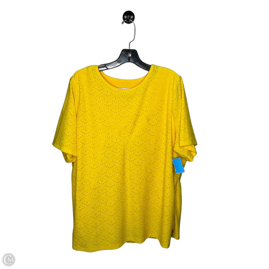 Top Short Sleeve By D&co. In Yellow, Size: 1x