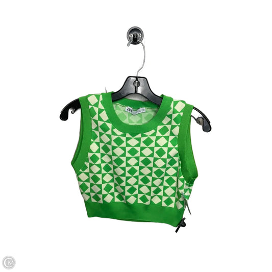Top Sleeveless By Zara In Green, Size: S