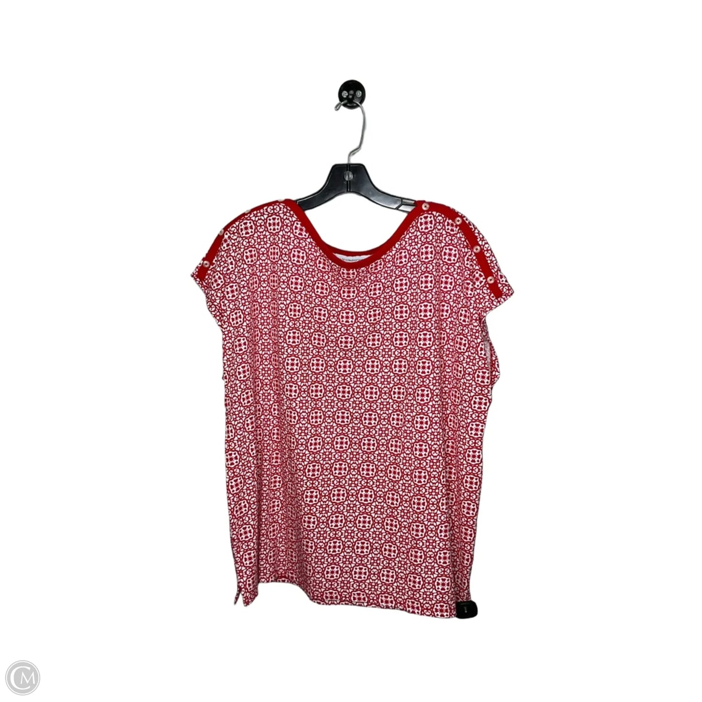 Top Short Sleeve By Liz Claiborne In Red & White, Size: Xxl