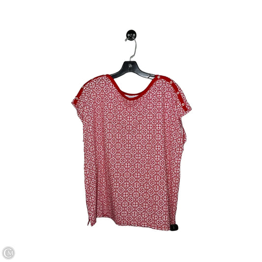 Top Short Sleeve By Liz Claiborne In Red & White, Size: Xxl