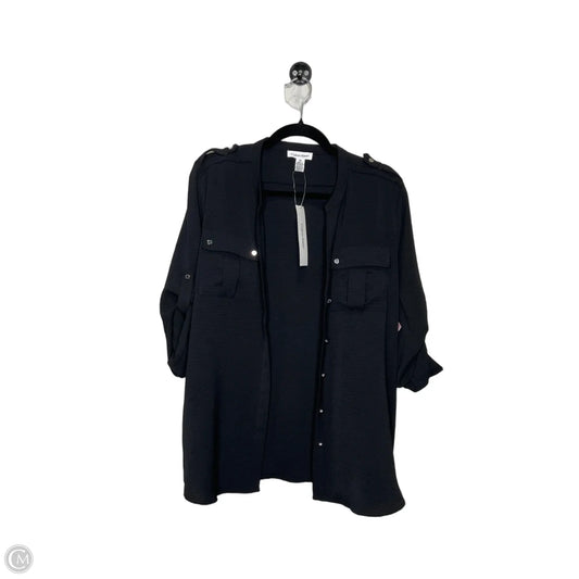 Top 3/4 Sleeve By Calvin Klein In Black, Size: L