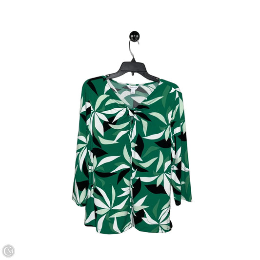 Top 3/4 Sleeve By Liz Claiborne In Green, Size: L