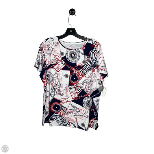 Top Short Sleeve By Talbots In Blue & Red, Size: 1x