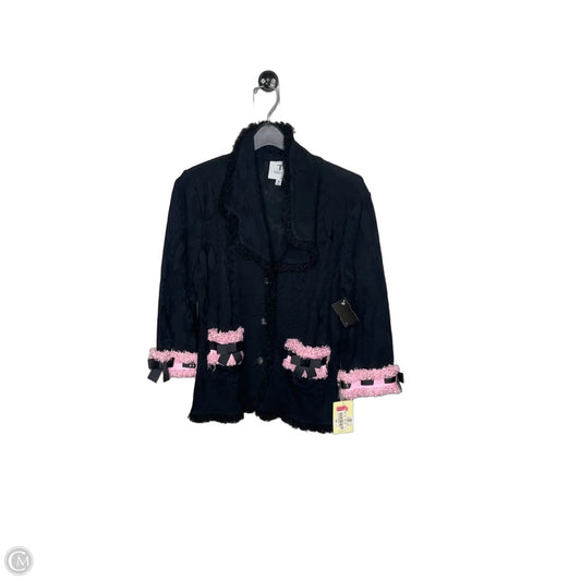Blouse 3/4 Sleeve By Clothes Mentor In Black & Pink, Size: S