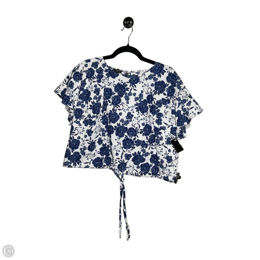 Top Short Sleeve By Talbots In Blue & White, Size: Mp