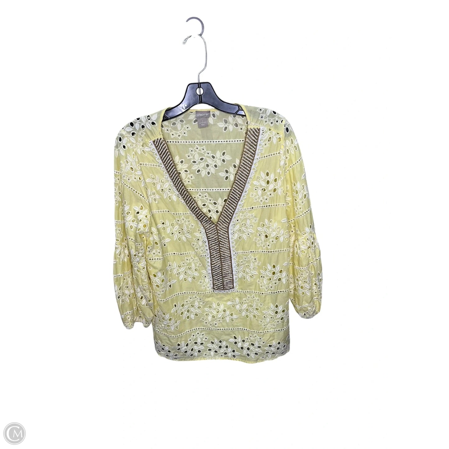 Top Long Sleeve By Chicos In Yellow, Size: M