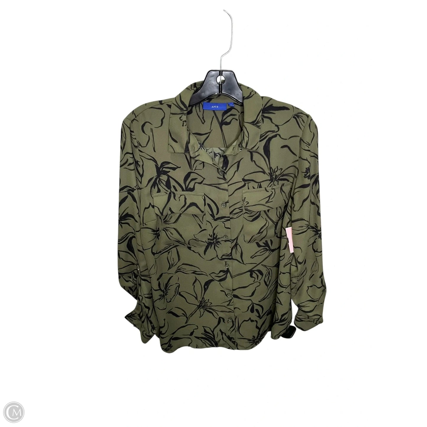 Top Long Sleeve By Apt 9 In Green, Size: M