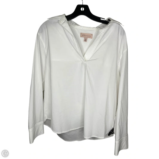 Top Long Sleeve By Philosophy In White, Size: L