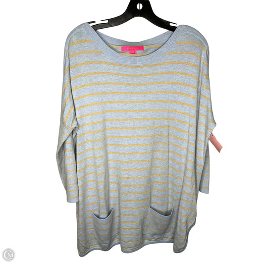 Top Long Sleeve Designer By Lilly Pulitzer In Blue & Gold, Size: S