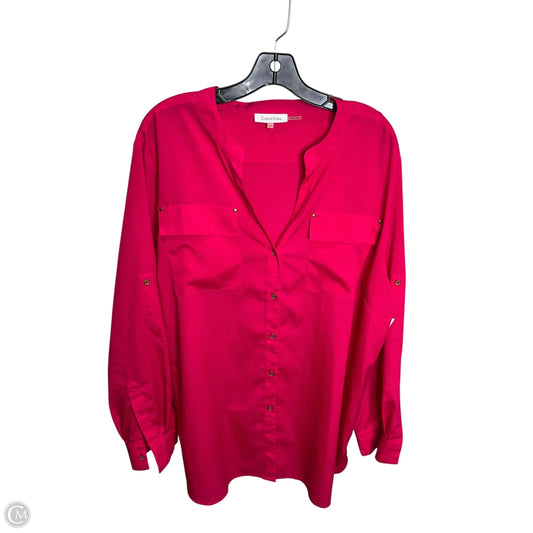 Blouse Long Sleeve By Calvin Klein In Pink, Size: 2x
