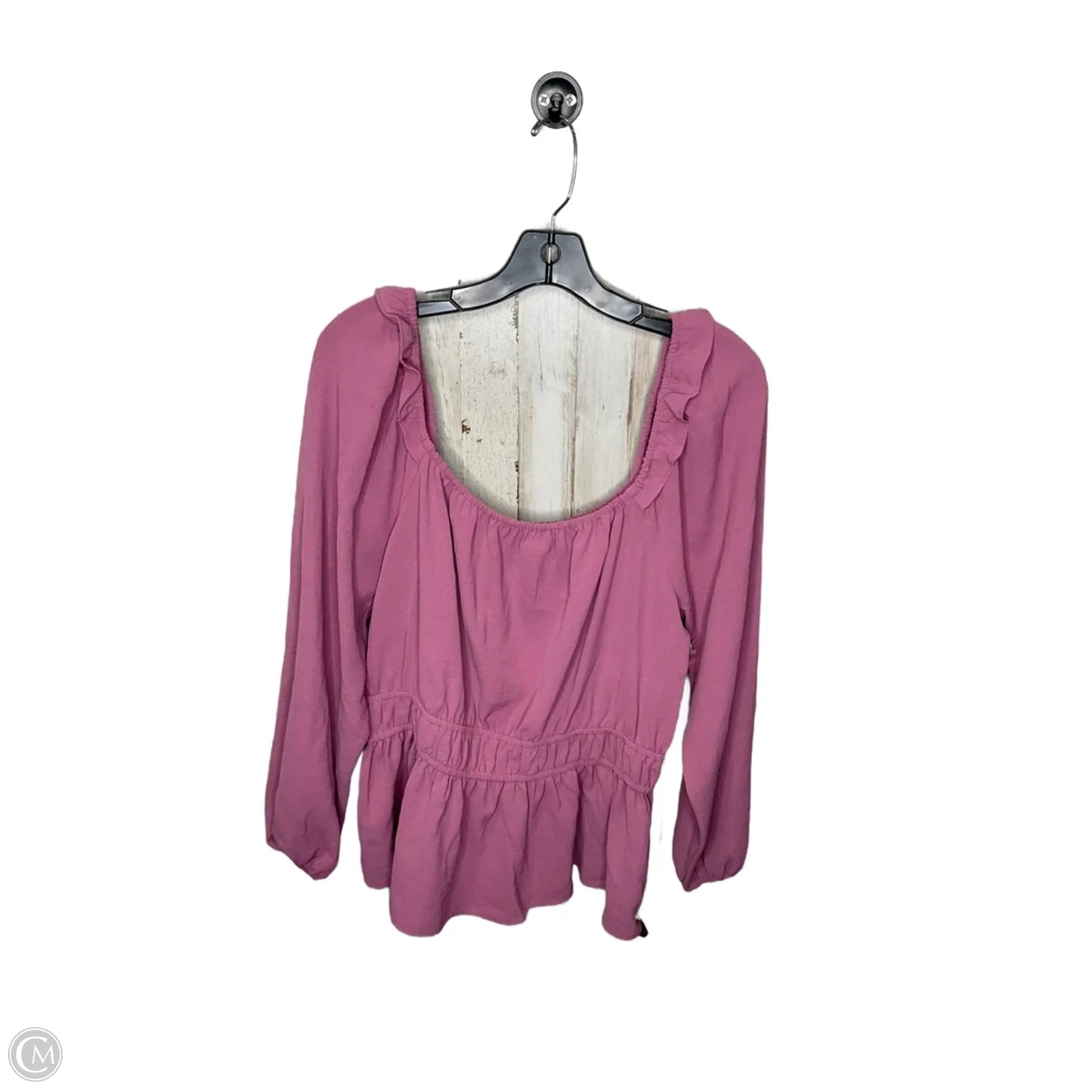 Blouse Long Sleeve By Nine West In Pink, Size: L