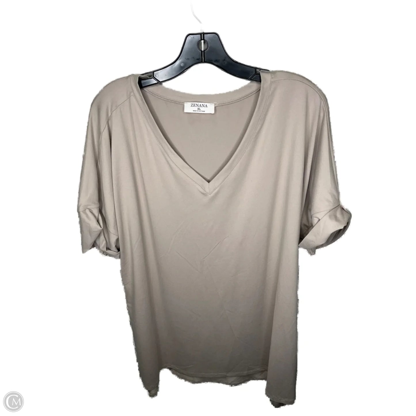 Top Short Sleeve By Zenana Outfitters In Cream, Size: Xl