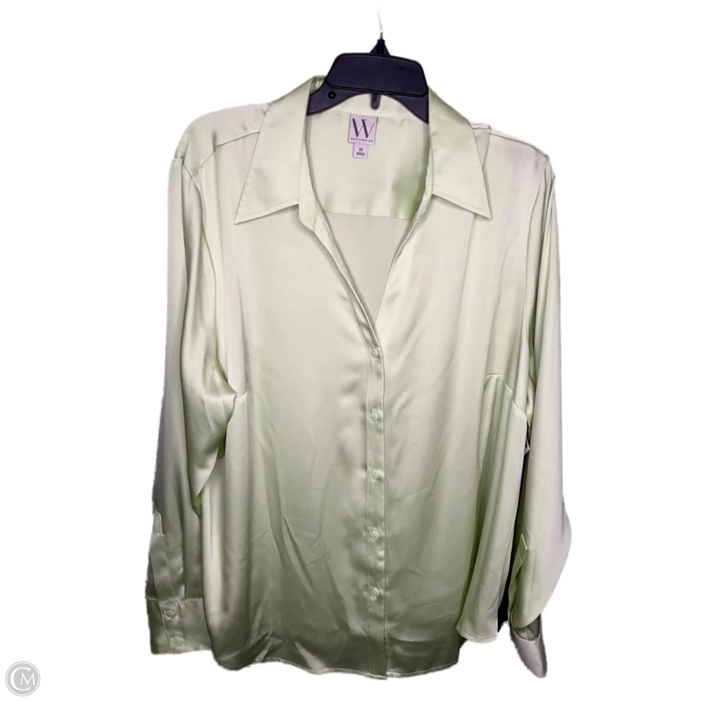 Blouse Long Sleeve By Worthington In Green, Size: 2x