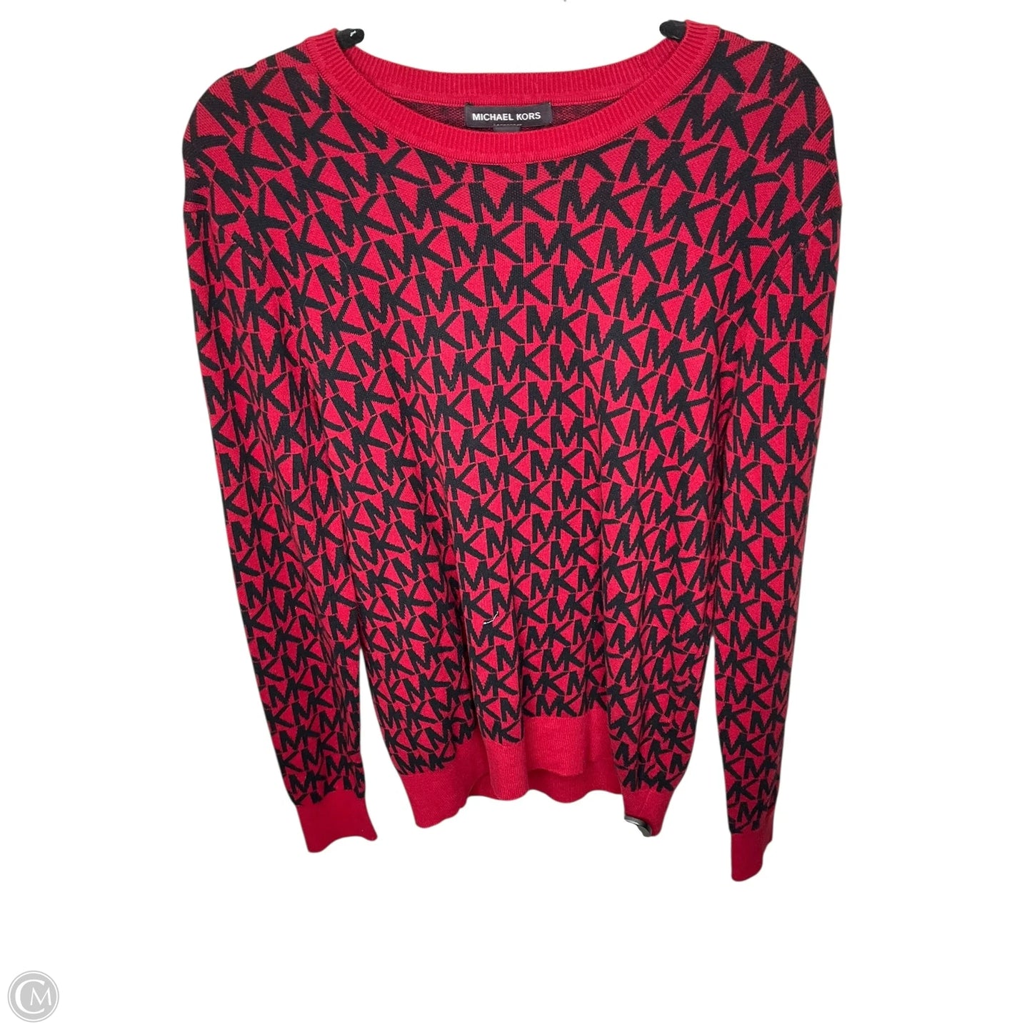 Sweater Cardigan Designer By Michael Kors In Red, Size: L