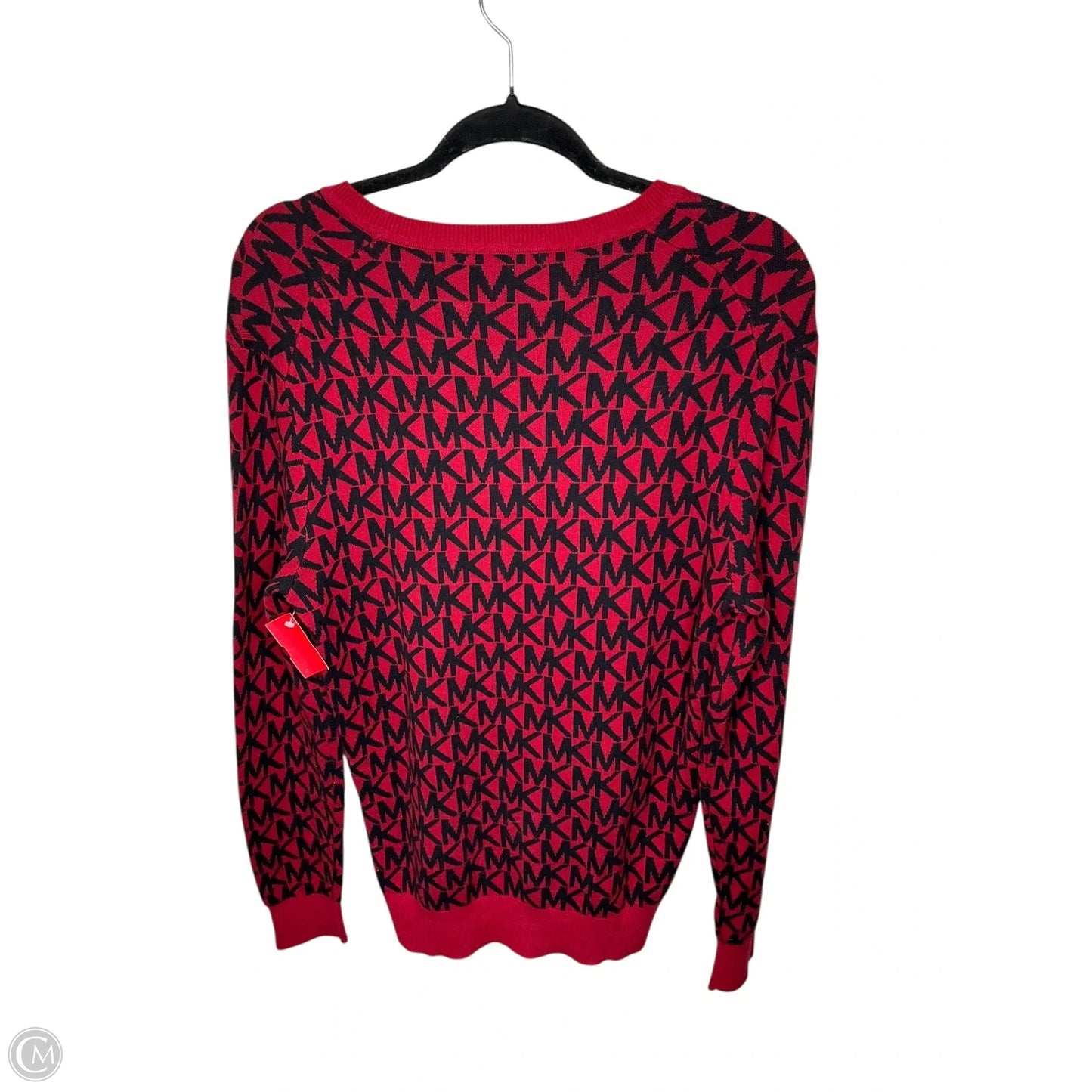 Sweater Cardigan Designer By Michael Kors In Red, Size: L