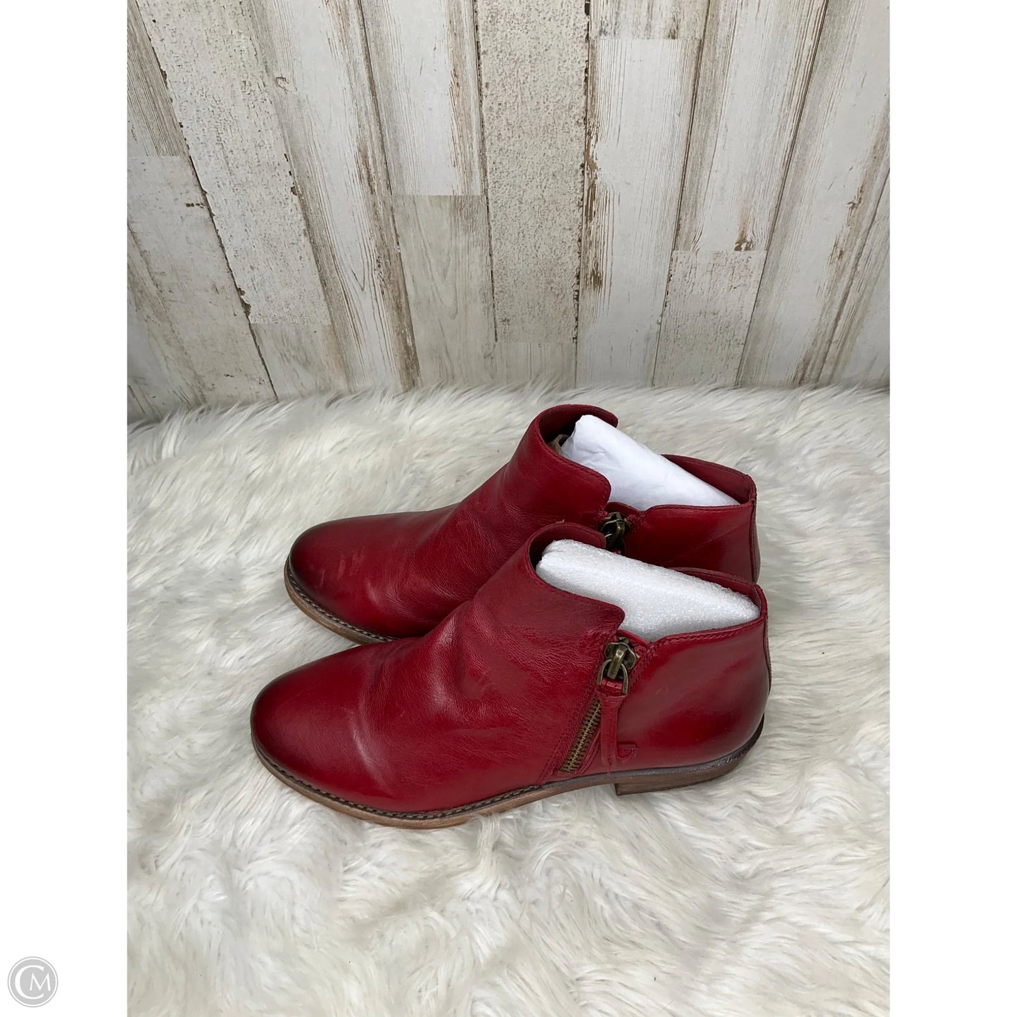 Boots Ankle Flats By Gb In Red, Size: 9.5