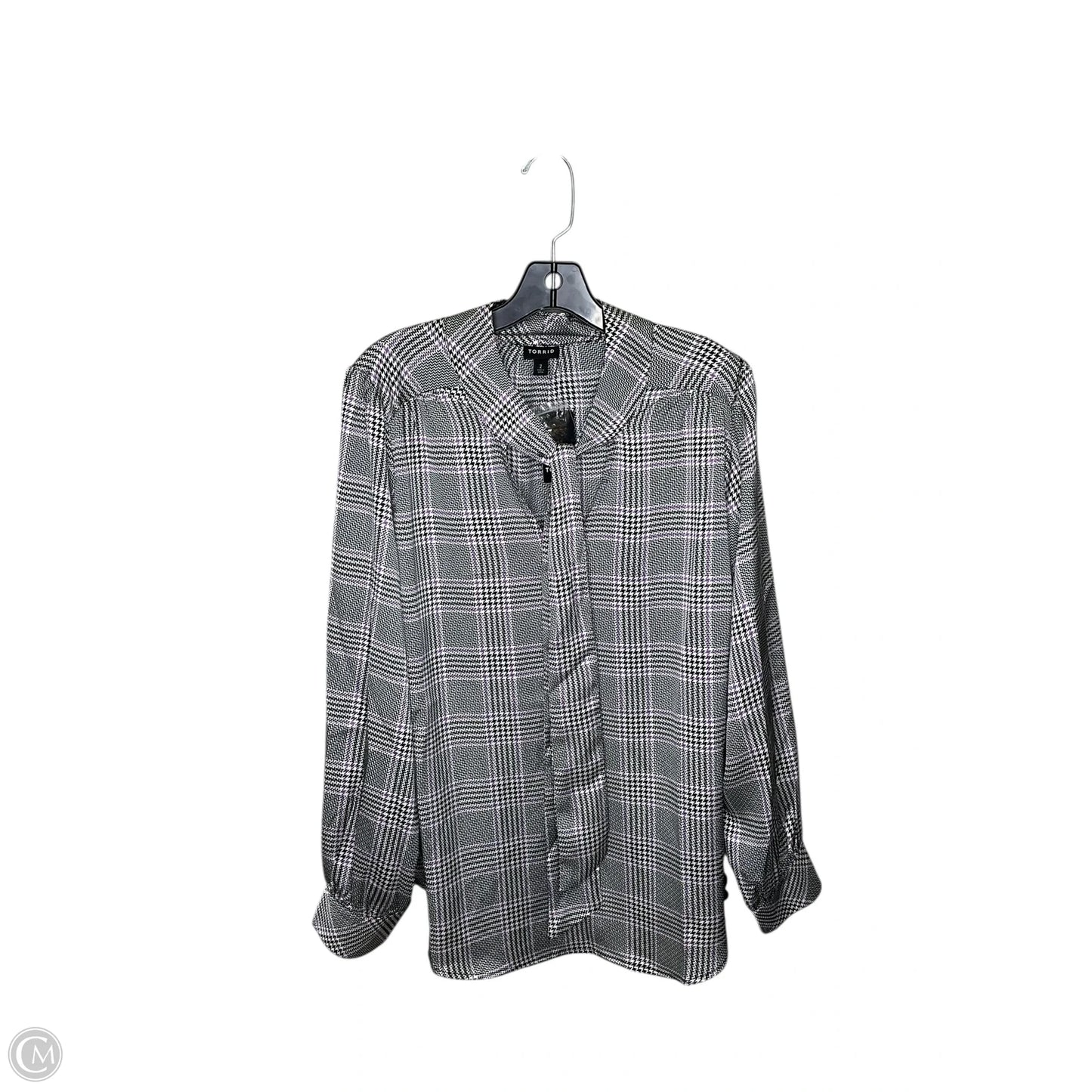 Top Long Sleeve By Torrid In Plaid Pattern, Size: 2x
