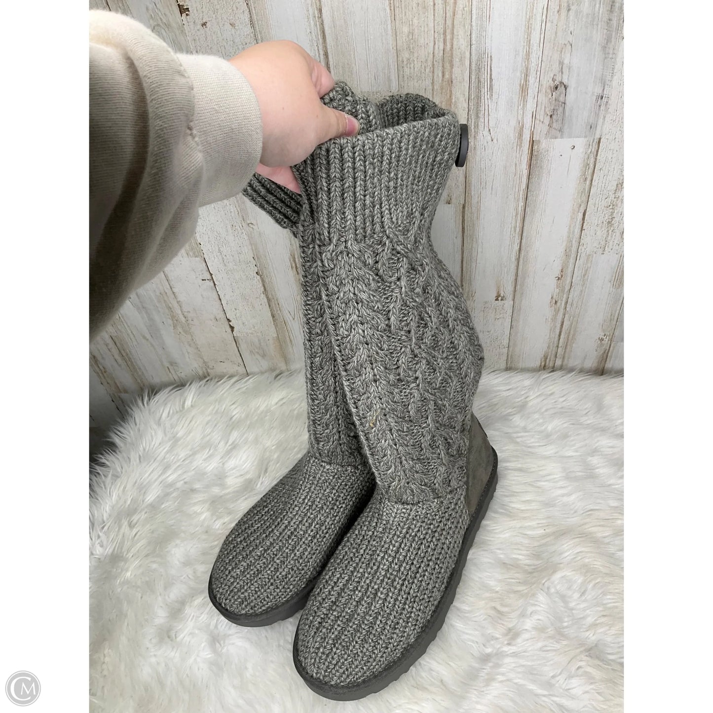 Boots Designer By Ugg In Grey, Size: 10