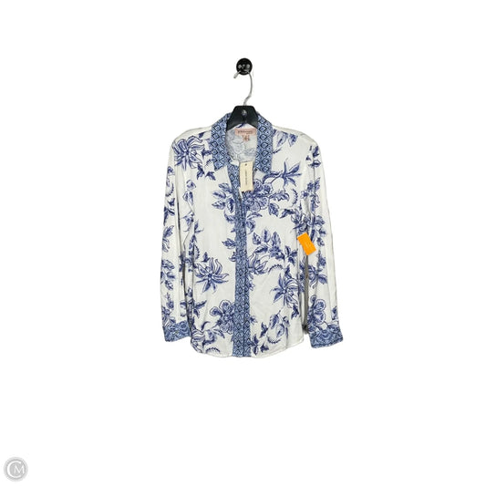 Top Long Sleeve By Philosophy In Blue & White, Size: Sp