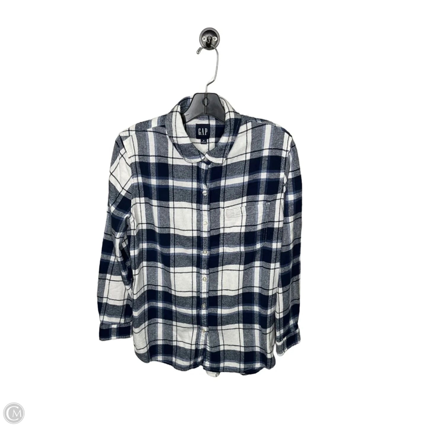 Top Long Sleeve By Gap In Plaid Pattern, Size: M