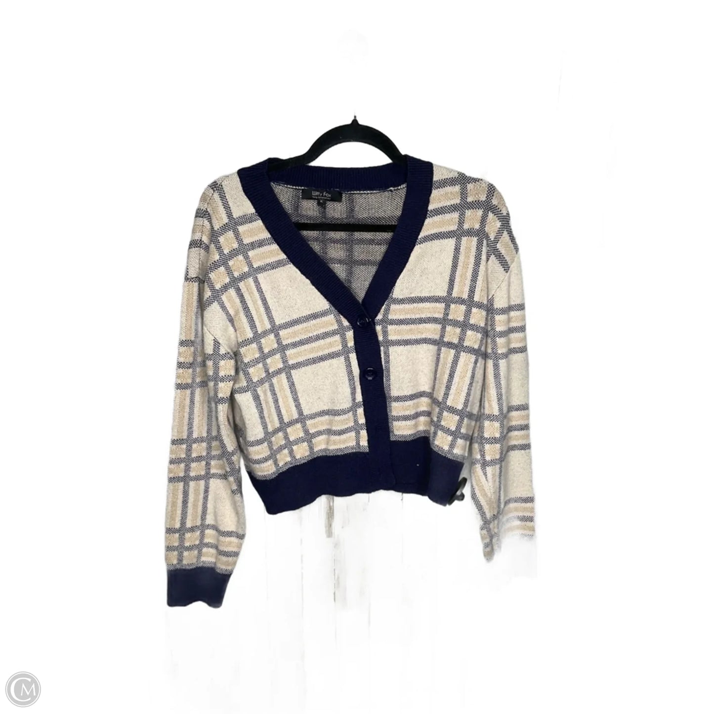 Cardigan By Clothes Mentor In Plaid Pattern, Size: Xl