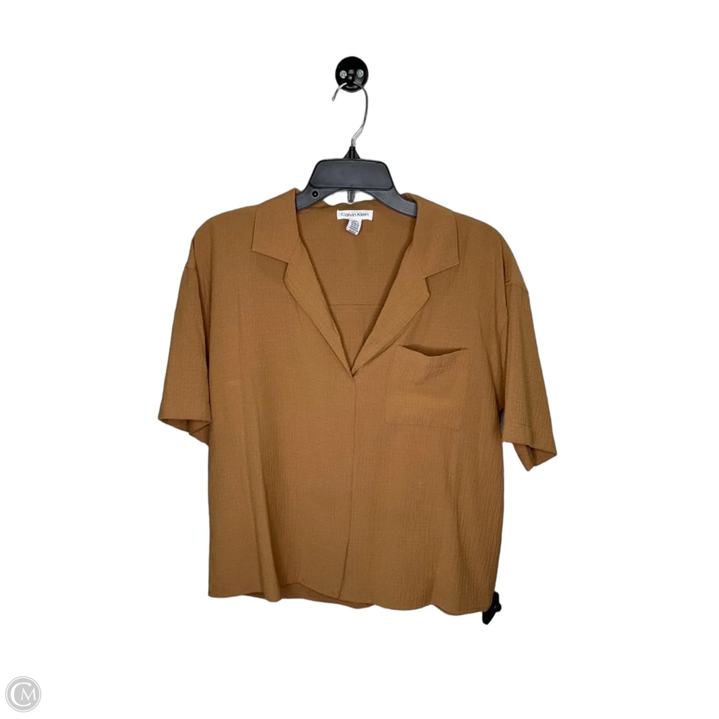 Top Short Sleeve By Calvin Klein In Brown, Size: S