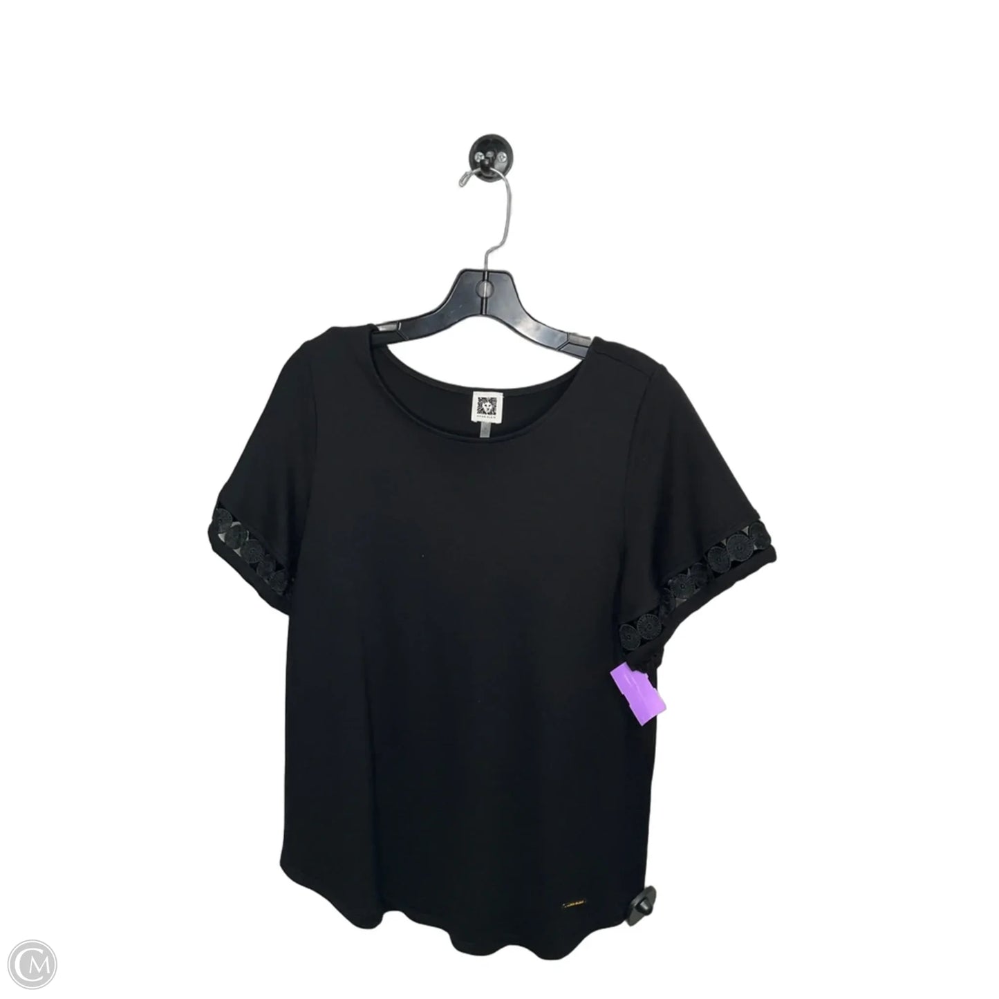 Top Short Sleeve By Anne Klein In Black, Size: M
