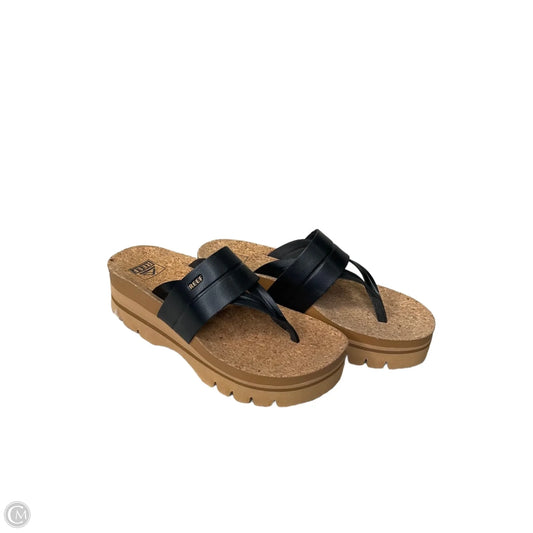 Sandals Heels Wedge By Reef In Black & Brown, Size: 8
