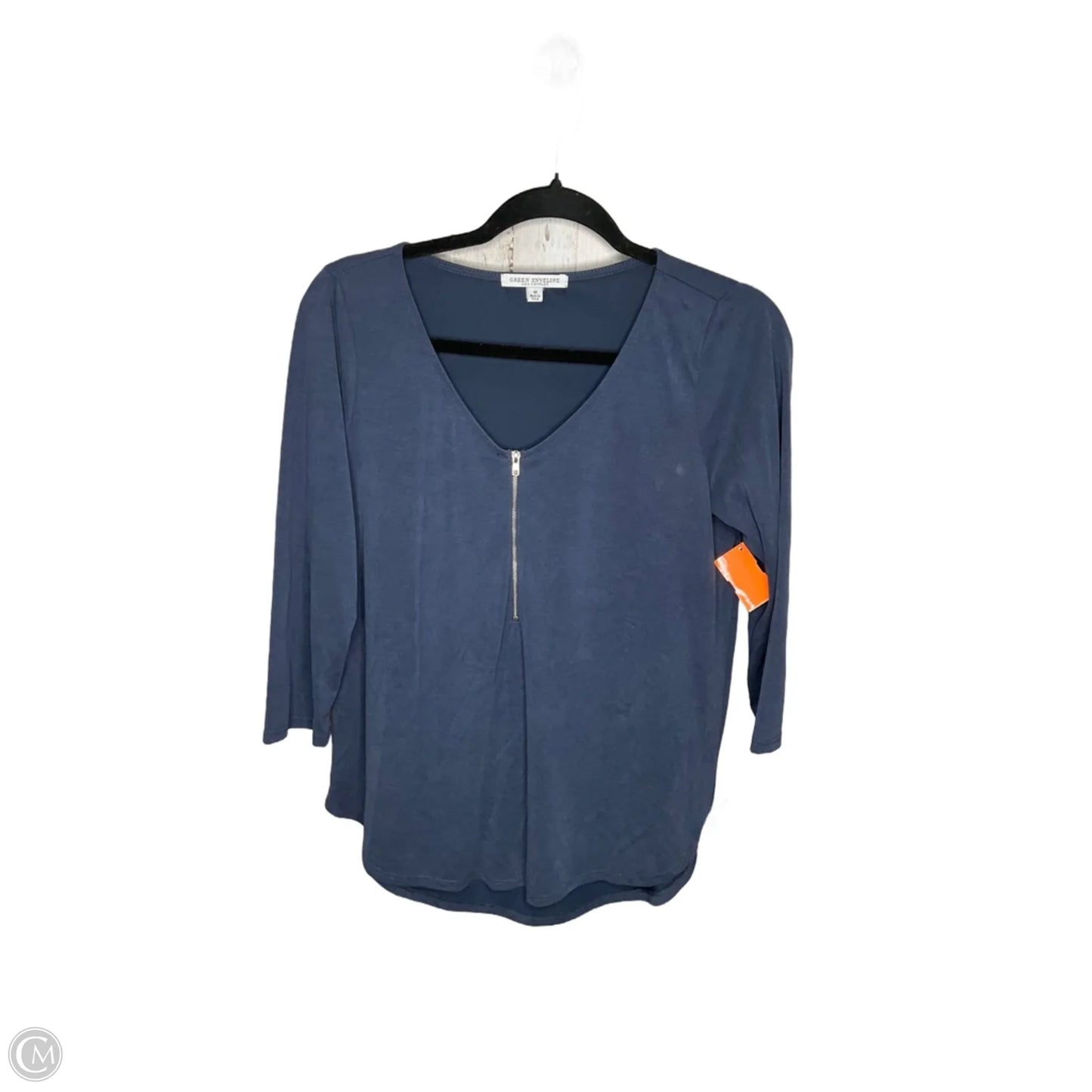 Top Long Sleeve By Green Envelope In Blue, Size: M