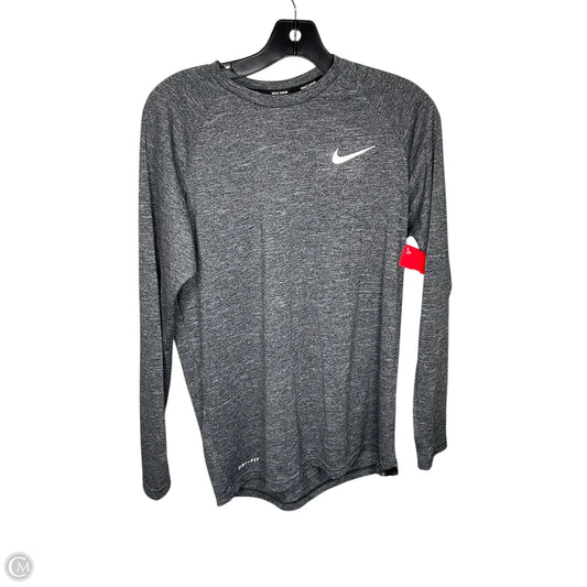 Athletic Top Long Sleeve Collar By Nike In Grey, Size: S