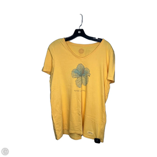 Top Short Sleeve By Life Is Good In Yellow, Size: L