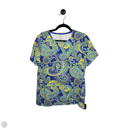Top Short Sleeve By Talbots In Blue & Yellow, Size: L