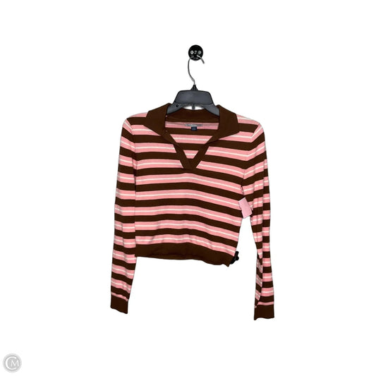Top Long Sleeve By American Eagle In Brown & Pink, Size: Xs