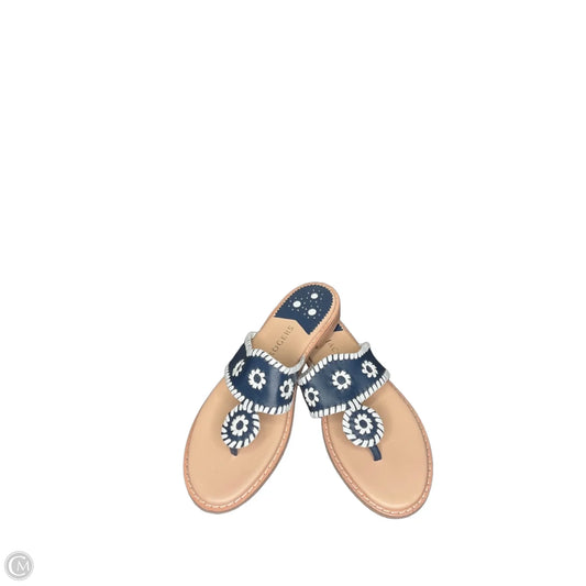 Sandals Flip Flops By Jack Rogers In Blue & White, Size: 7.5
