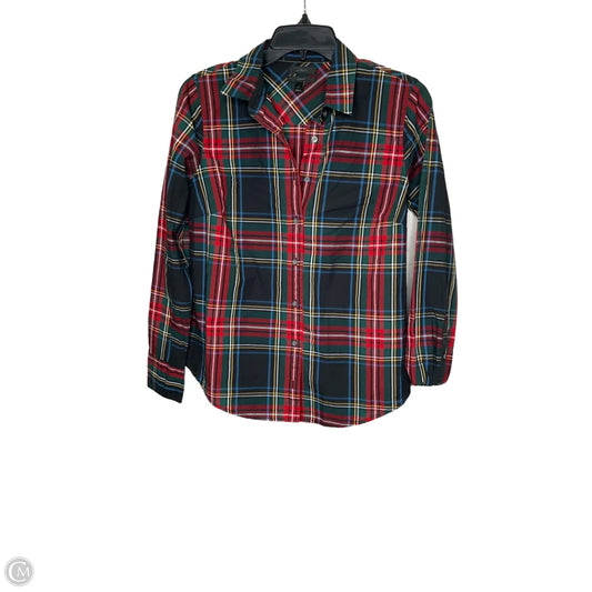 Top Long Sleeve By J. Crew In Plaid Pattern, Size: S