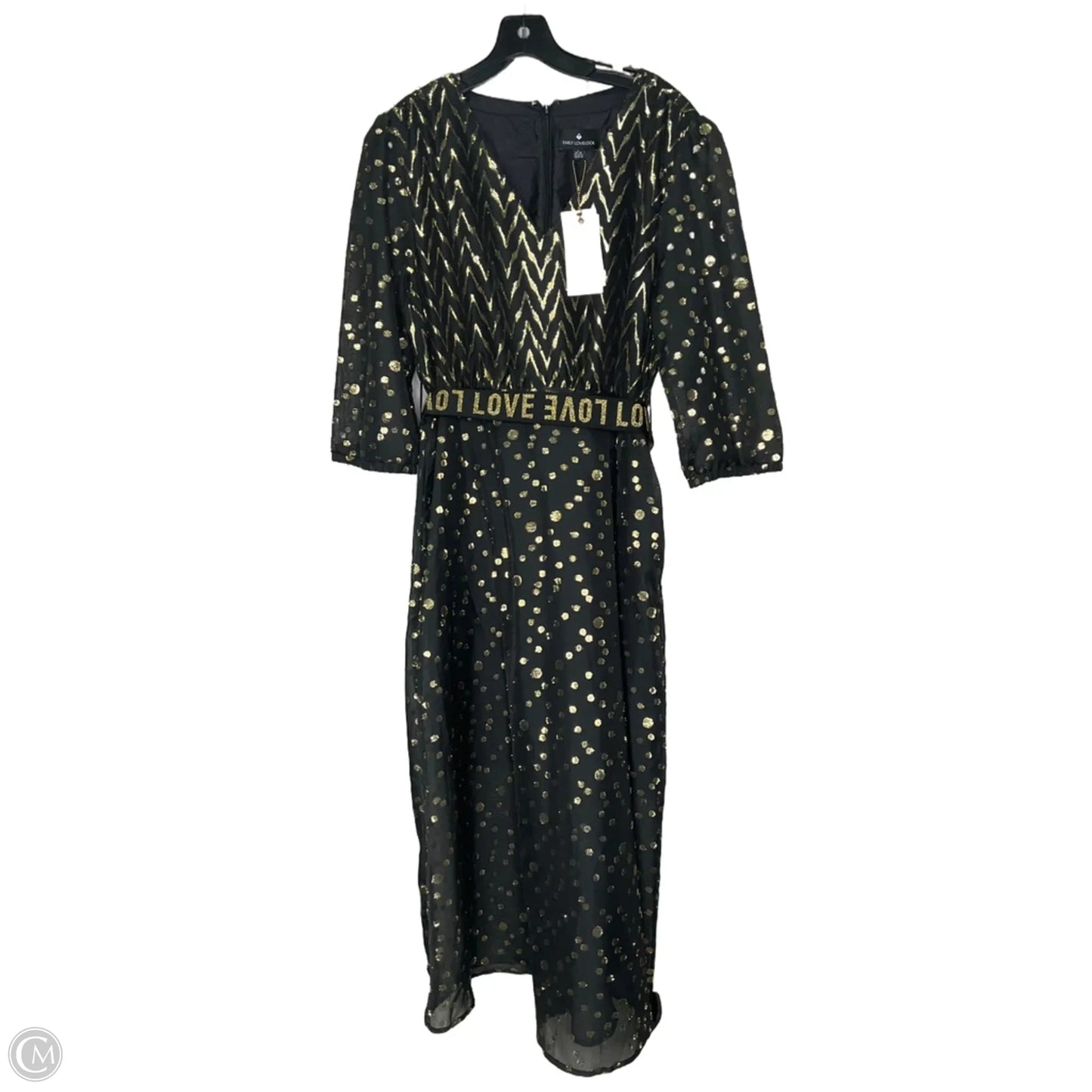 Dress Party Long By Clothes Mentor In Black & Gold, Size: L