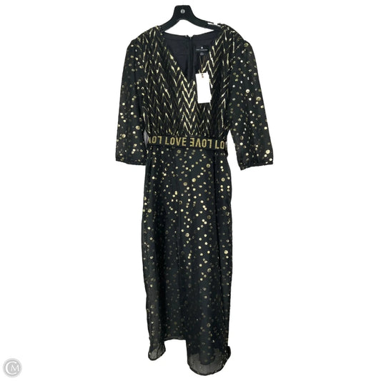 Dress Party Long By Clothes Mentor In Black & Gold, Size: L
