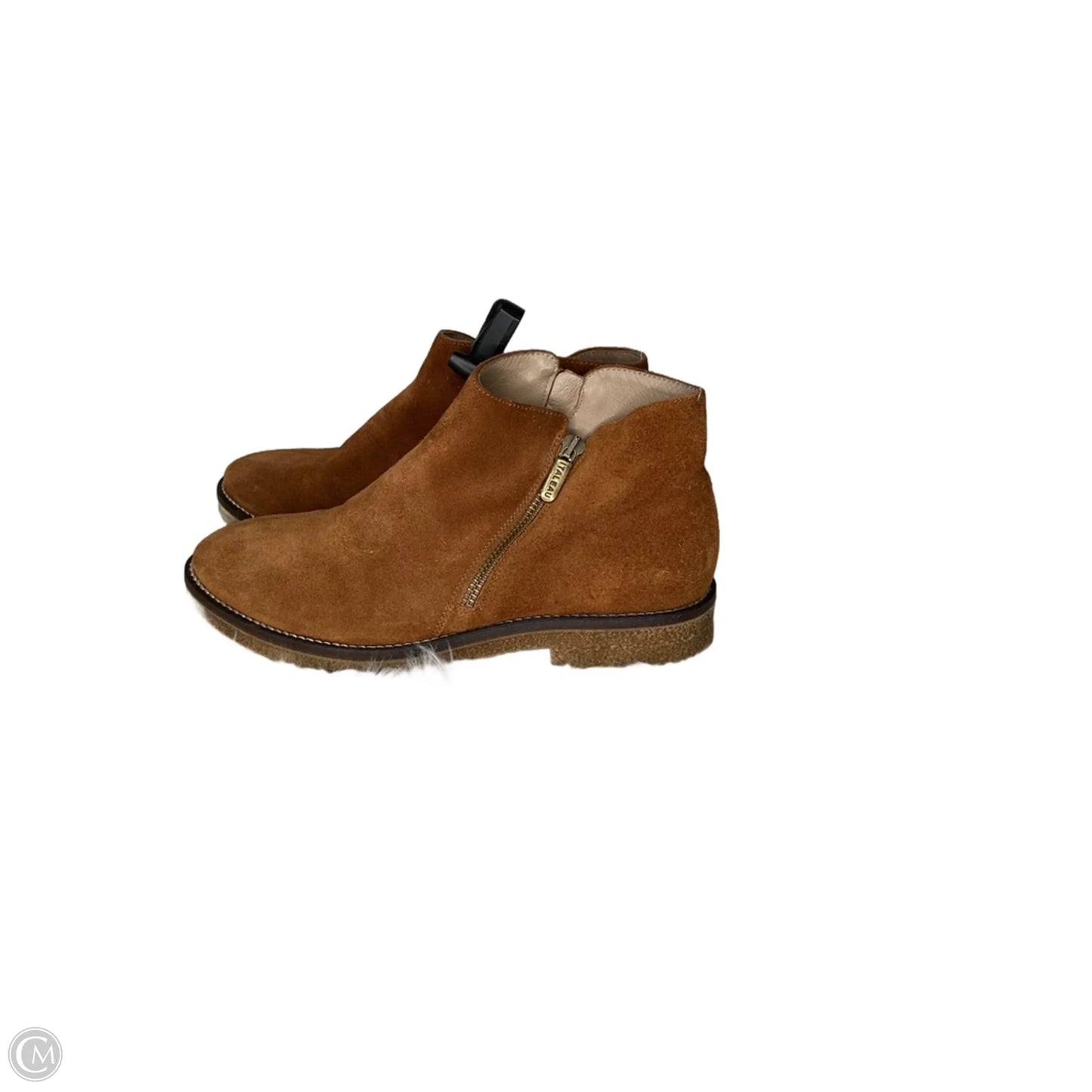 Boots Ankle Flats By Italian Shoemakers In Brown, Size: 8