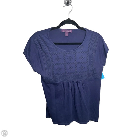Top Short Sleeve By Gloria Vanderbilt In Navy, Size: M